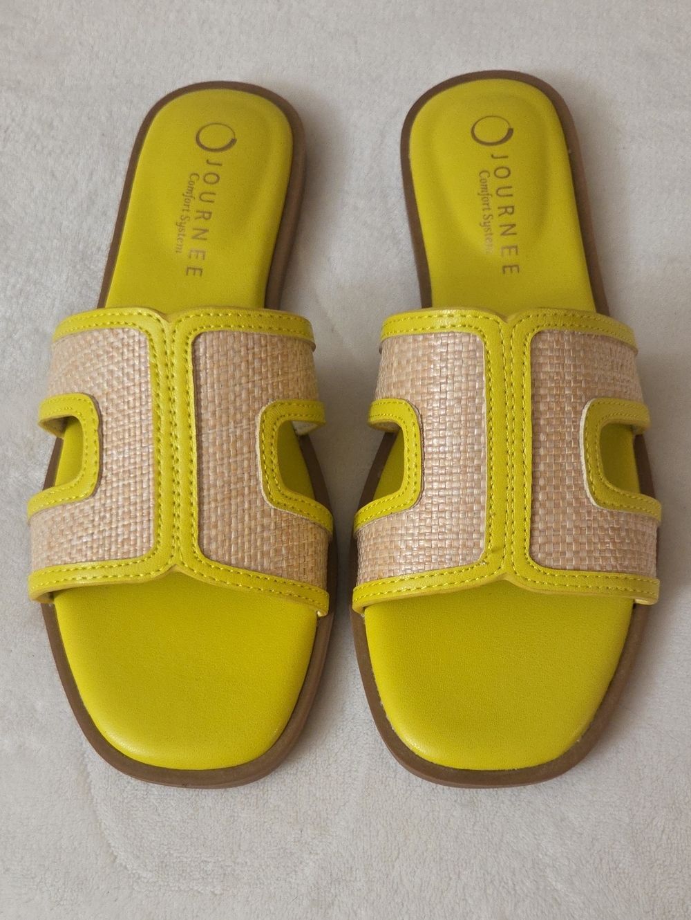 Journee Collection Mango/Raffia Slide Sandals